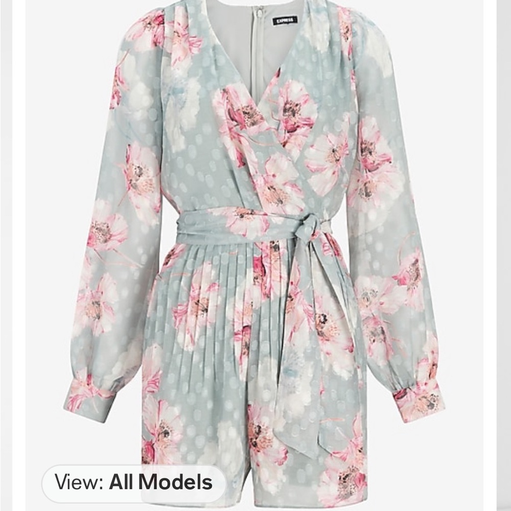 Floral Long Sleeve Wrap Romper - Picture 5 of 16